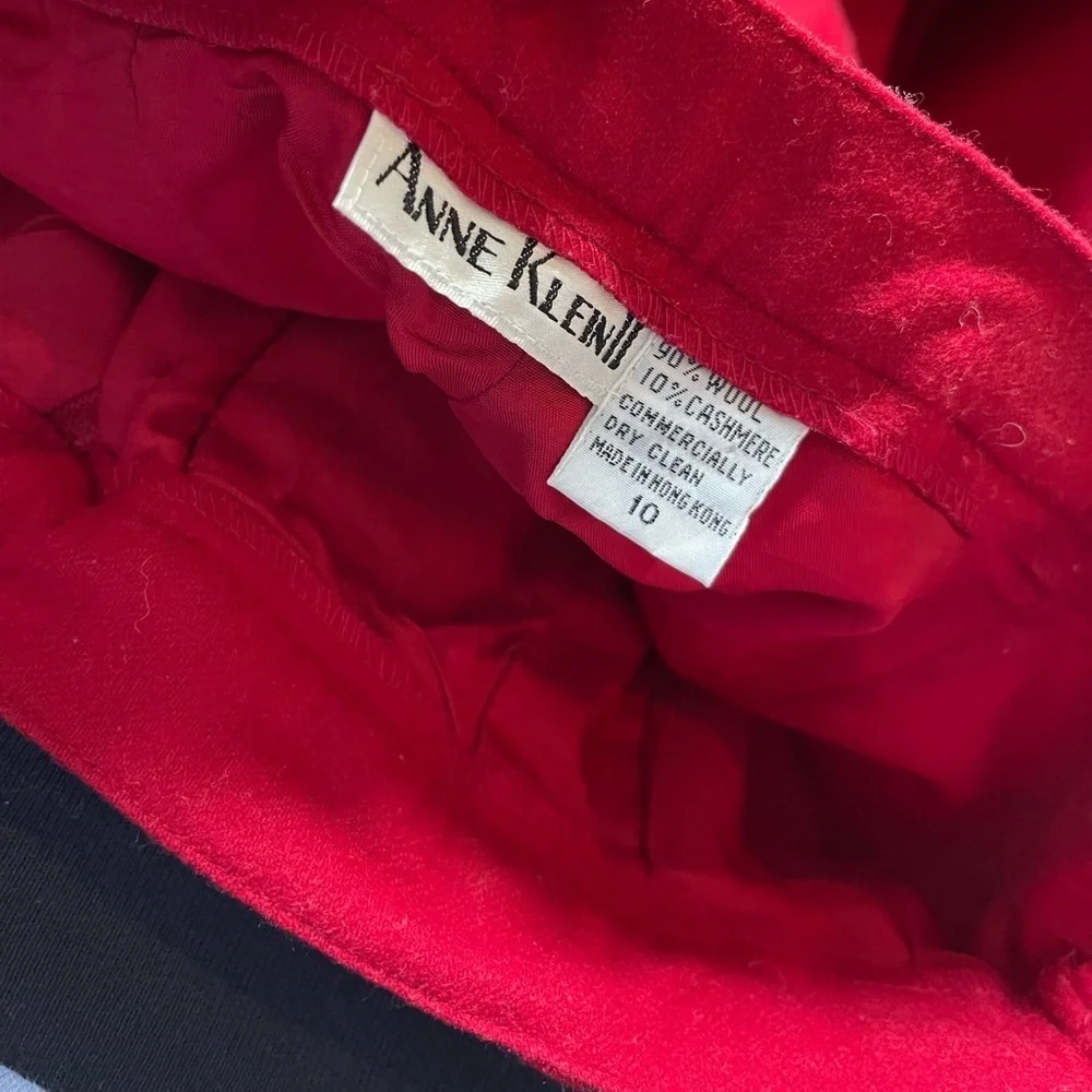 Vintage Anne Kein red wool cashmere blend pant suit - Picture 5 of 16